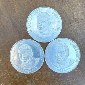 Vintage Denny’s Los Angeles Lakers James Worthy Collectible Coins Lot of 3